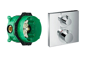 15714000S Set HG Ecostat Square термостатический смеситель для душа (15714000+01800180) 500_191_1430382